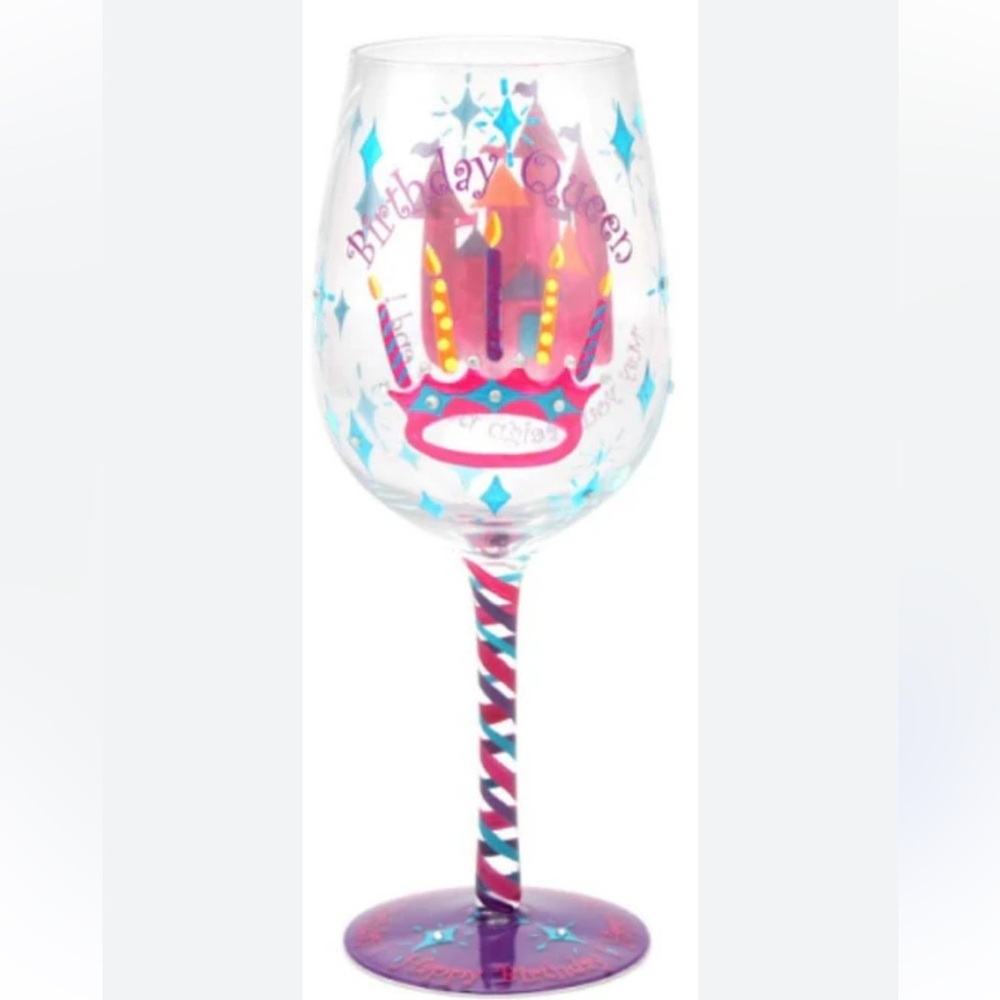 Top Shelf Festive Birthday Wine Glass - Multicolor Celebration Design